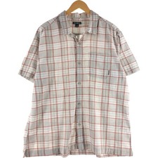Vintage Eddie Bauer Check Pattern Short Sleeve Open Collar Linen and Cotton ...
