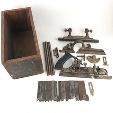 Vintage Antique STANLEY 45 Beading Plane & Combined Plow in Wood Box Cutters Etc