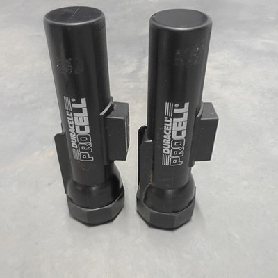 2 Vintage Duracell Procell Flashlights With Built In Magnetics 2 D Black Tested