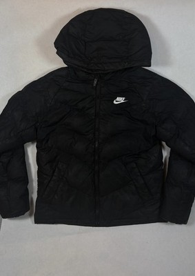 Nike Puffer Jacke Schwarz Kapuze Puffer jacke Vintage Streetwear Sport Gr. S