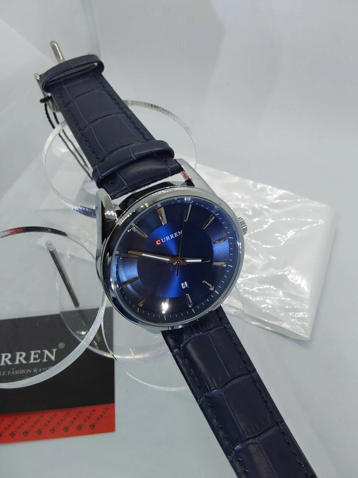 Classic 45mm Blue Pie Pan textured dial design Quartz Men's Watch New - Image 4 of 4