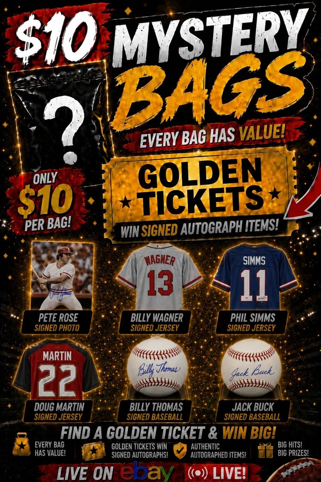 💥🎫$10 Mega Mystery Friday - GOLDEN TICKETS!!- Signed Memorabilia!!🎫💥