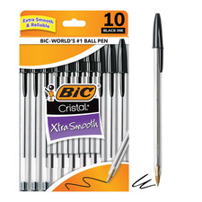 BIC Cristal Xtra Smooth 1 color Ballpoint Pens, Black Pen Medium Point 1.0mm