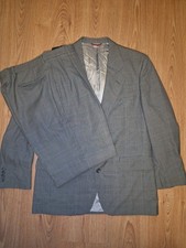 Jos A Bank 2 Piece Suit Mens 42R 32x31 Gray Glen Plaid Wool
