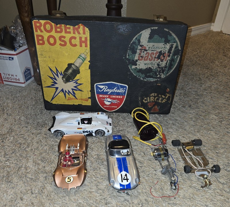 Vintage 1/24 Slot Car Parts Lot / Case Cox Controller. Motors Tested /Running 