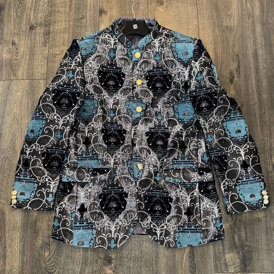 Chaqueta Blazer Para Hombre Calce A Medida Estampado Africano M Cachemira Elegante Fiesta Abrigo Deportivo Foto 3 de 4