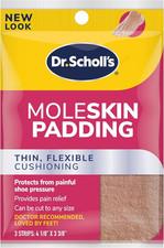 Moleskin Padding Strips - Pain Relief  Cushioning, 3 Strips