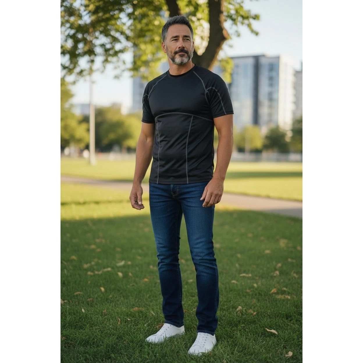 Mens Black Short Sleeve Athletic Performance T Shirt Top Size M