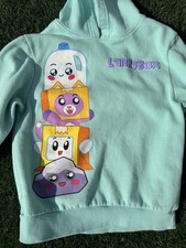 LankyBox Kids Graphic Print Hoodie Aqua Blue, Size S
