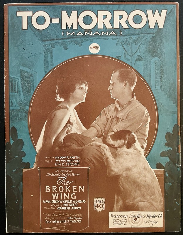 1932 film BROKEN WING w/ LUPE VELEZ and LEO CARILLO sheet music AIRPLANE crash
