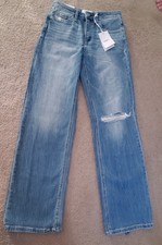 Vervet Blue Distressed Aileeah Slim Wide Jeans Womens Size 26 NWT 0223