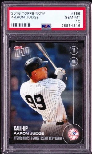 Aaron Judge Yankees Call-Up Homers in 1st 2 Games 2016 Topps Now RC #356 PSA 10