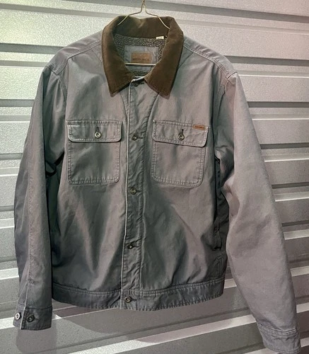 Woolrich Sherpa Lined Chore Jacket Mens XL Gray Corduroy Collar Work Barn Coat - product listing photo