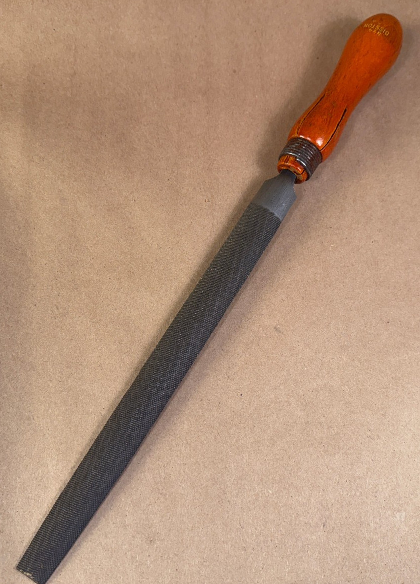 Vintage Disston USA No 4 Wood File Handle + Nicholson 1/2 Round Bastard File