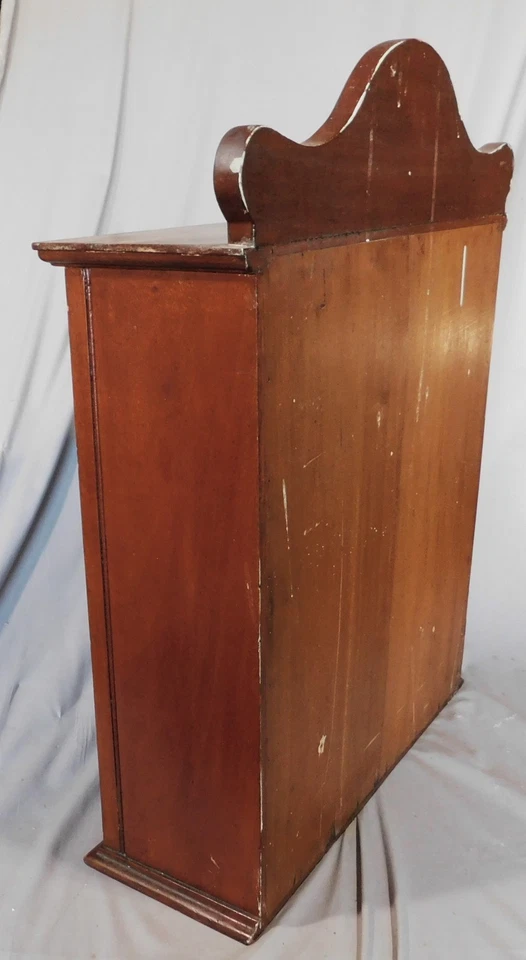 Antique Art Nouveau medicine cabinet hand carved crane fish ca. 1890 mahogany - Image 4 of 4