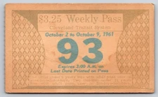 Cleveland Transit System 1961 Weekly Pass Vintage Public Transit (#19)