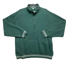 Abercrombie & Fitch Soft A&F Essentials Mens M Green 1/4 Zip Fleece Sweatshirt