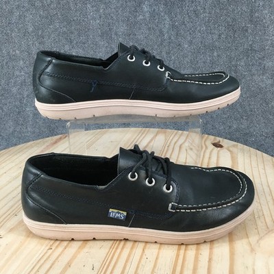 Lems Mariner Shoes Mens 10.5 M Boulder Moc Toe Boat Casual Comfort Leather Black