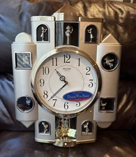 Rhythm 4MH747-R48 Silver Dynamic Wave Sound Musical Motion Clock NIB