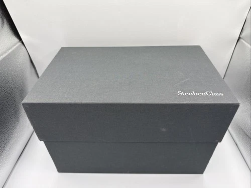 Larger Steuben Glass EMPTY Grey Presentation Box w/ Pouch 14.5"x 9"x 9"  Nice