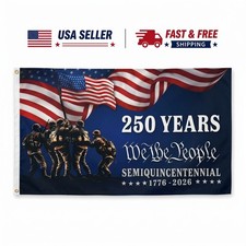 America 250th Anniversary Flag 1776-2026 We The People Military Soldiers Patriot