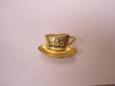 S&D Coffee Cup & Saucer Drink Hot Beverage Tea Vintage Tie Tack Lapel Pin f48