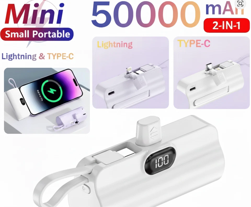 Caricabatterie Power Bank Portatile 5000 mAh Mini Capsule con Display Digitale - Immagine 3 di 4
