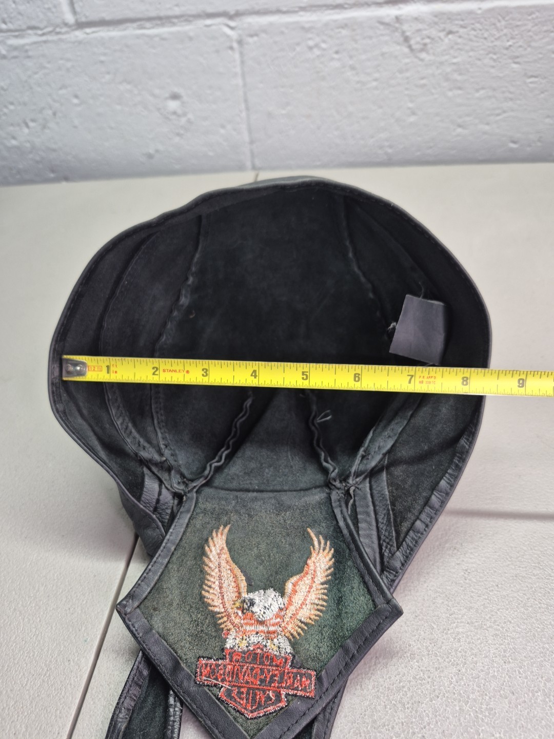 Vintage Leather Harley Davidson Skull Cap/DuRag, Biker Bandana Made In USA