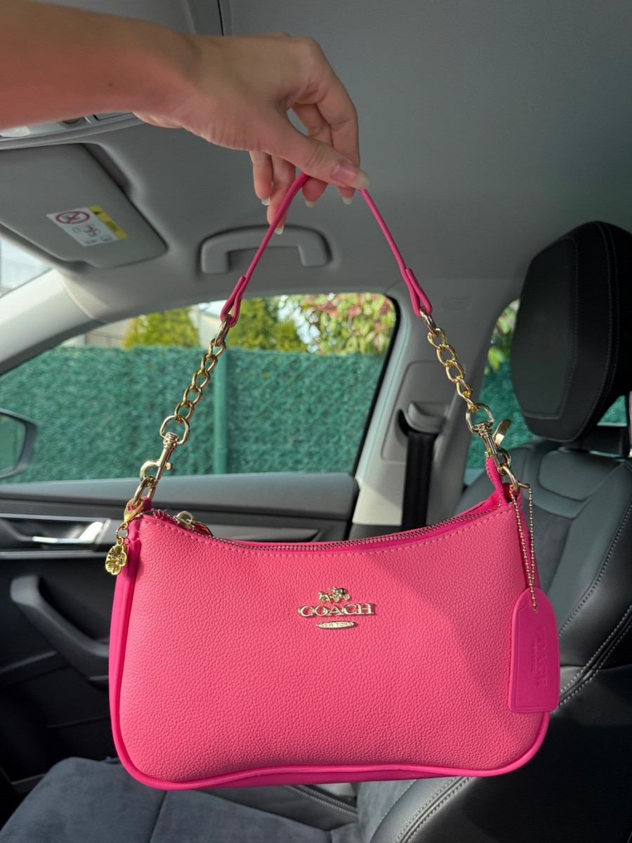 y2k COACH pink ハートショルダーハンドバッグ Trendy y2k vintage hot pink fuchsia Coach bag with flower charm | eBay