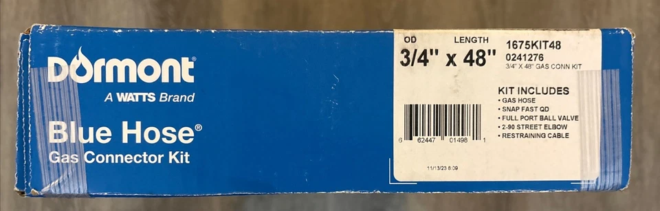 Dormont 1675kit48 3/4"x 48" Manguera Azul Deluxe Conector Gas Manguera Rápida Foto 4 de 4