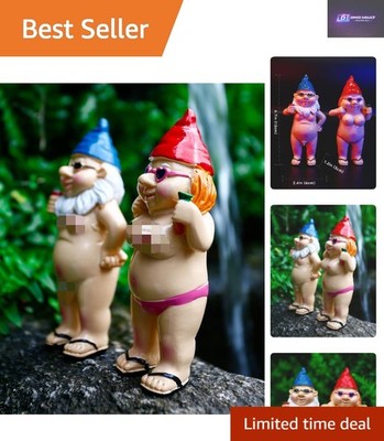 Lustige & skurrile Gartenzwerg Statuen - perfekte Outdoor Dekoration 2er Set