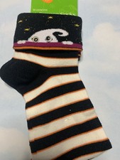 Halloween Socks Black White Ghost 9-11
