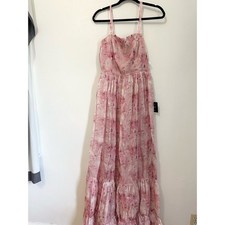 Lulus Karlaye Light Pink Floral Sleeveless Tiered Maxi Dress size medium NWT