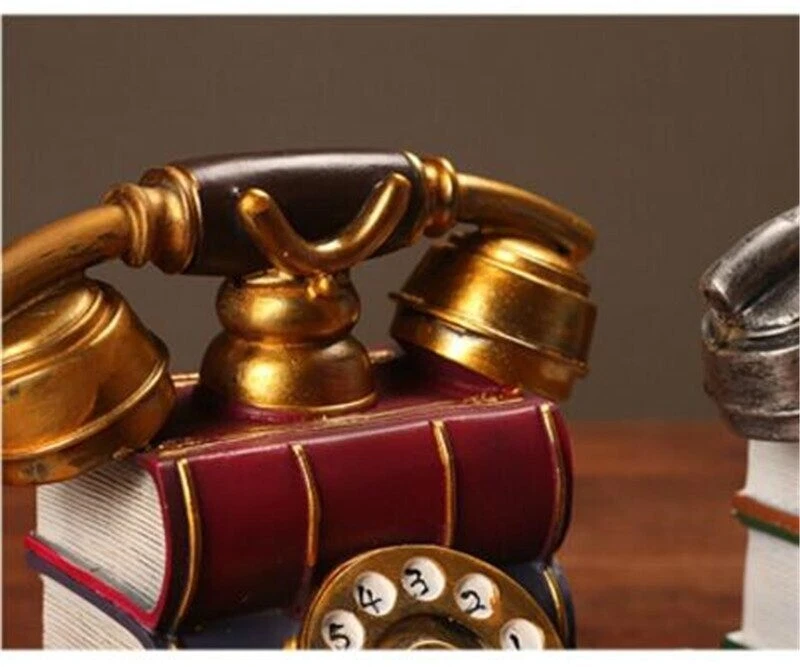 Estatuilla Mesa Hogar Oficina Decoración Arte Europeo Vintage Teléfono Resina Estatua Foto 4 de 4