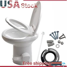 20" Gravity Flush Toilet RV Camper Foot Pedal Home Caravan Travel Camping