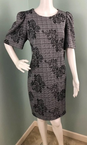 NWT Women's Nanette Lepore S/S Gypsy Rose Black/White Sheath Dress Sz 10 - Picture 3 of 12