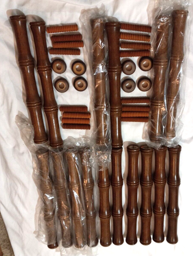 Walnut 15” tall Finished Wooden Spindles with Threaded Wooden Joining Screws