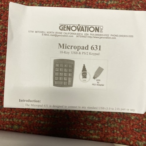 Genovation Version 3.0 Micropad 631 Wired USB Numeric Keyboard Keypad 18 Key - Picture 2 of 3