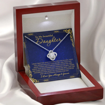 To My Beautiful Daughter Necklace, Daughters Birthday Gift, Love Knot Daughter