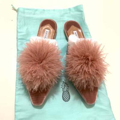 Aquazzura Pom Pom Slippers - Made in Italy MSRP $799