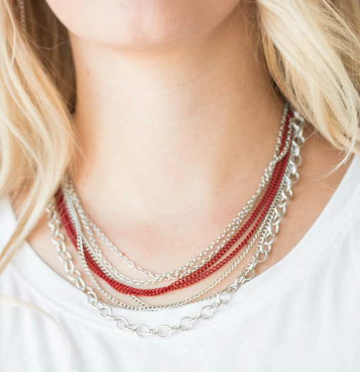 Paparazzi Necklace Intensely Industrial Red eBay