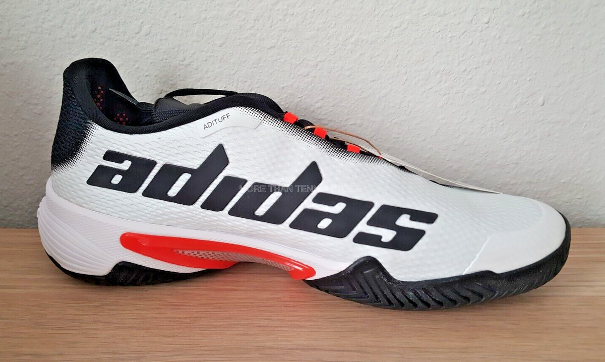 Size 11 - Adidas Barricade White Black Solar Red for sale 