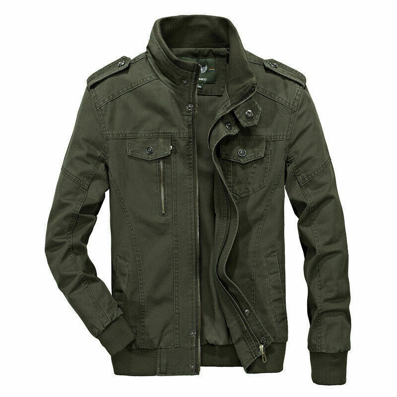 New Mens Spring Autumn Outwear Military Jackets Casual Cotton Collar