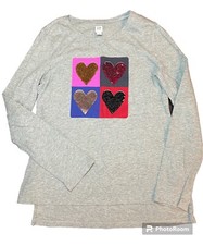 Gap Kids Girls Hearts Flip Sequin Hearts Top Shirt Size XXL 2X EUC 
