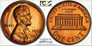 Download PCGS 1968-S LINCOLN MEMORIAL PR66RD PROOF COLOR TONED COIN IN HIGH GRADE | eBay