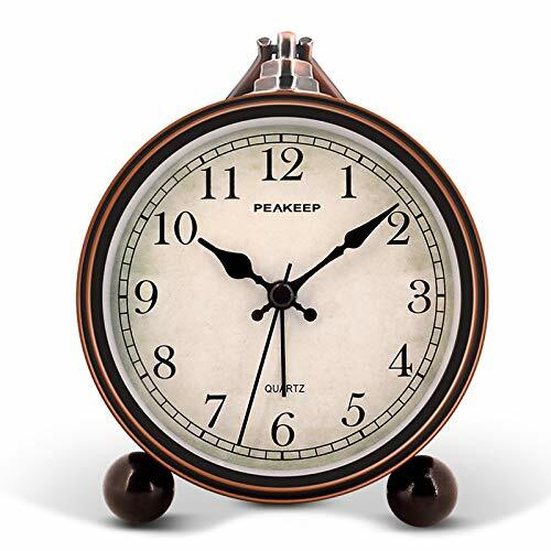 Peakeep 4" Battery Operated Antique Retro Analog Alarm Clock