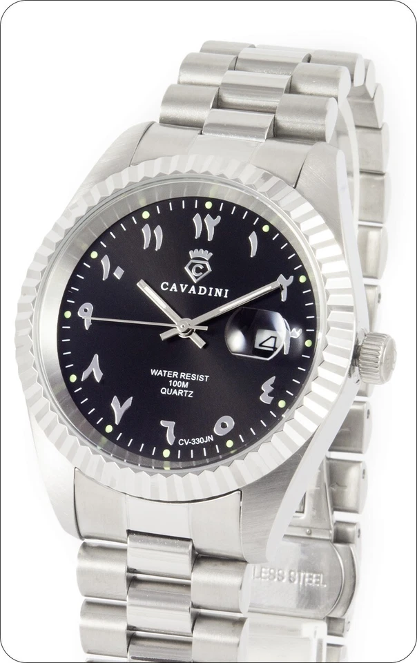 CAVADINI Herrenuhr CV-330JN Datum Edelstahl Indisch-Arabische Zahlen schwarz - Bild 3 von 4