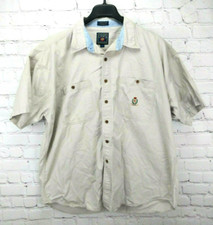 VTG 90s Chaps Ralph Lauren Embroidered Mens Button Down Shirt Beige Tan Sz XL