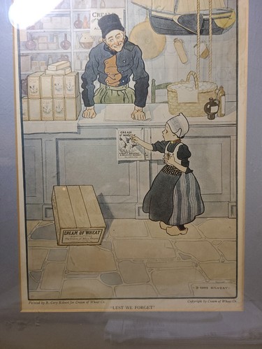 Vintage Cream Of Wheat Ad " Lest We Forget" By B Cory Kilvert In Matted Display  - Picture 10 of 14
