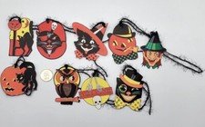 9-Halloween-Retro-Mid Century-Fussy Cut-Linen Cardstock-Gift-Hang-Tags
